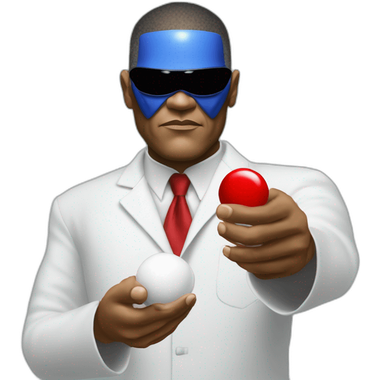 Morpheus, Lawrence fishburne from the matrix, holding red and blue pill emoji