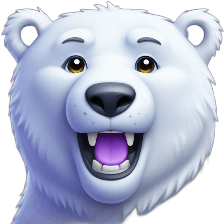 blue and purple polar bear with pearly white smile emoji