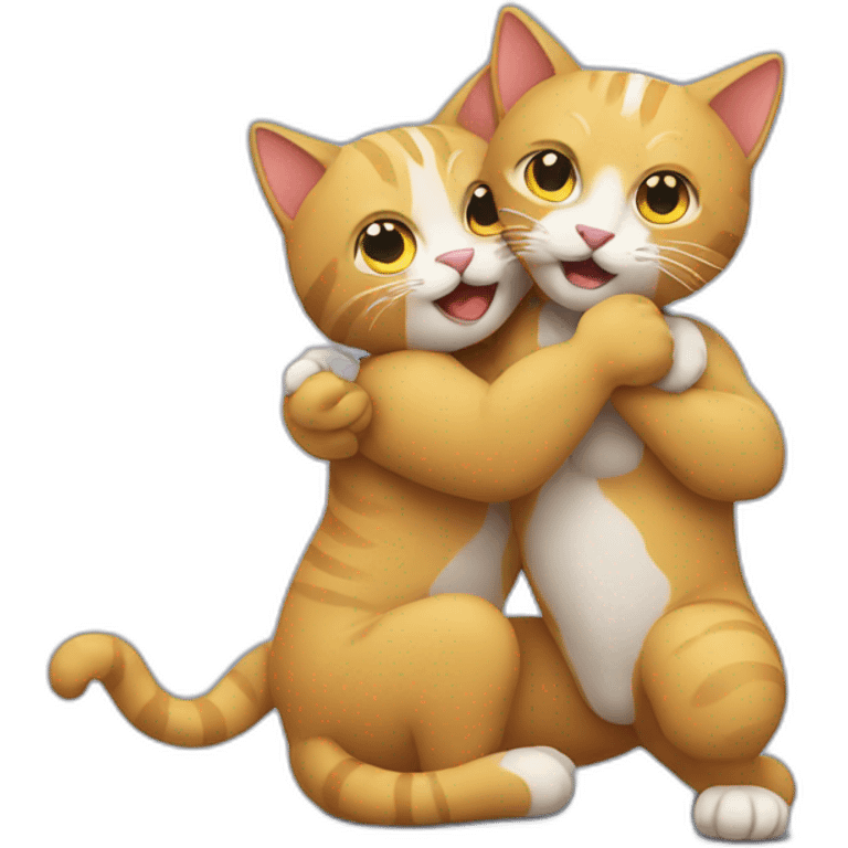 Two cats wrestling emoji