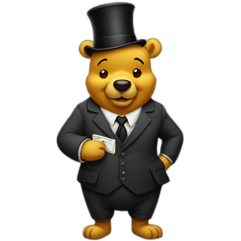 winne the pooh as a banker with mustache and monocle emoji