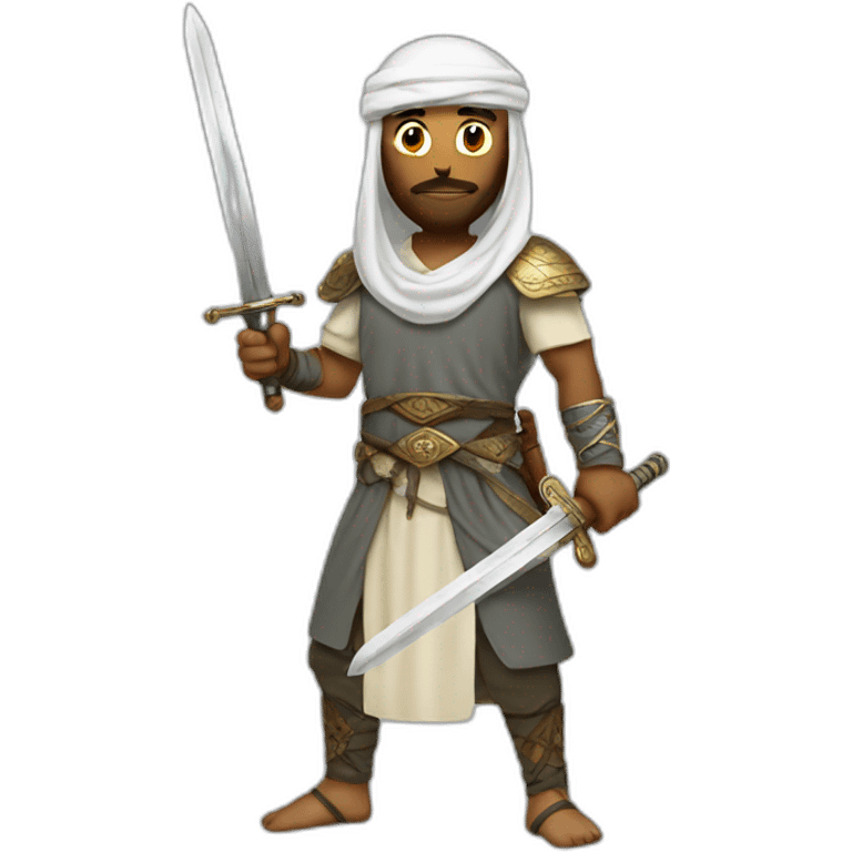 Muslim warrior with the arabian sword emoji