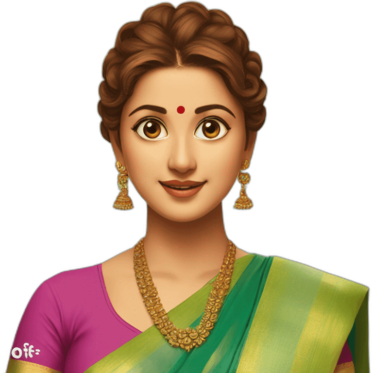 a TOK face of nayanthara with binthi in saree emoji