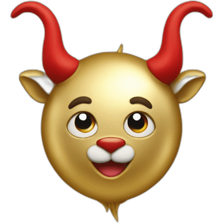 Gold heart with red horns and red tail emoji