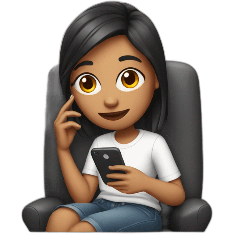 girl sitting on instagram phone emoji