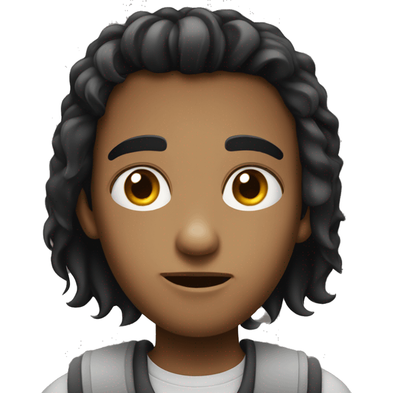 Boy with blak hair beging eyes iOS style emoji