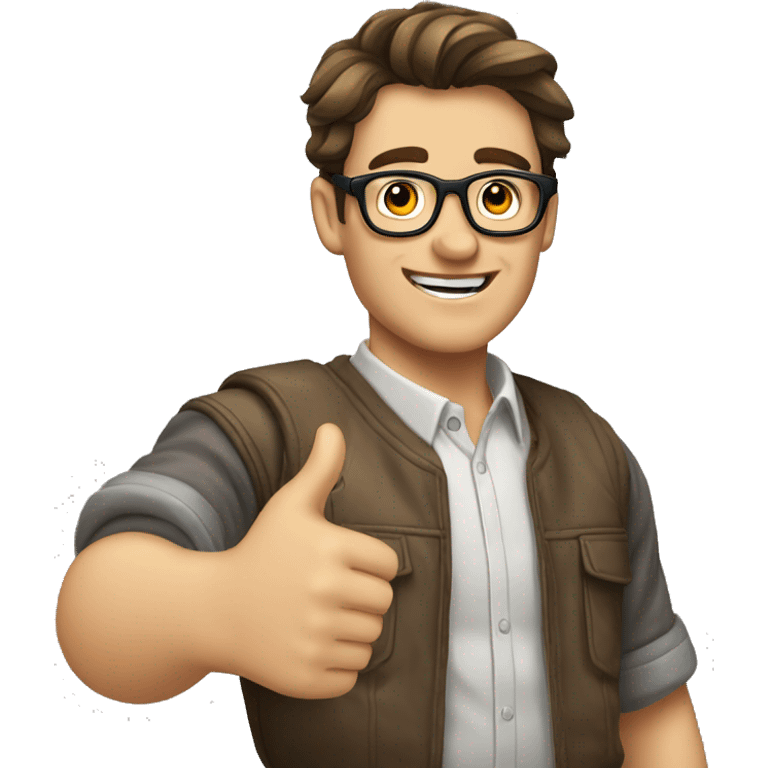 male nerd brown hair thumbs up emoji