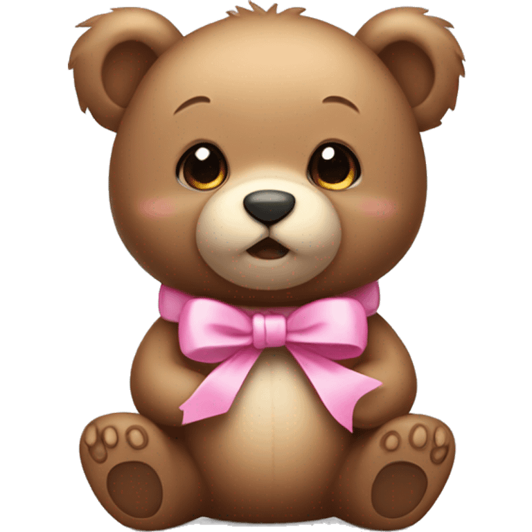 little bear with pink bow emoji