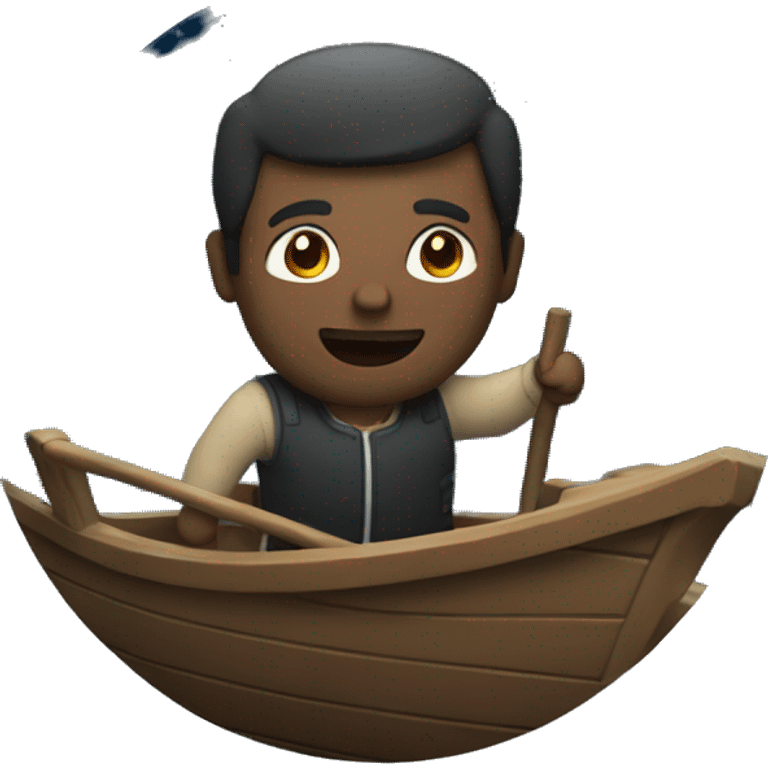 Man on a boat sailing at night  emoji