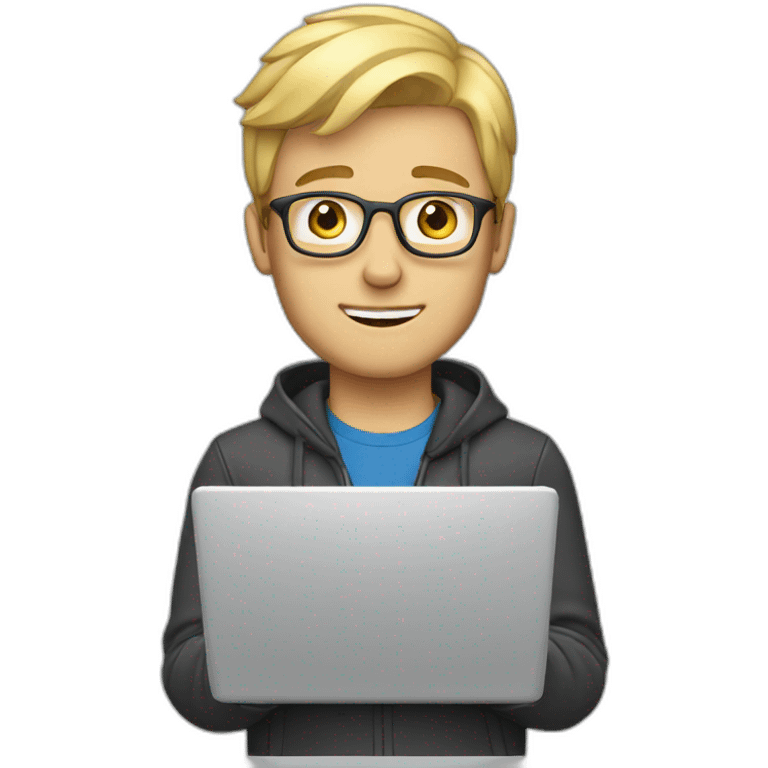 blonde guy with laptop emoji