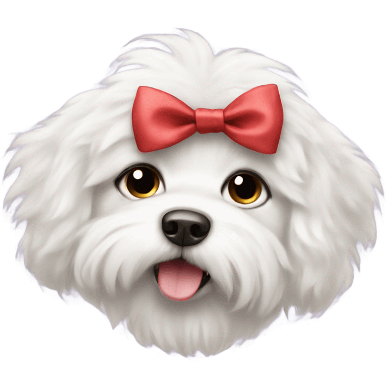 fluffy white dog with a bow  emoji