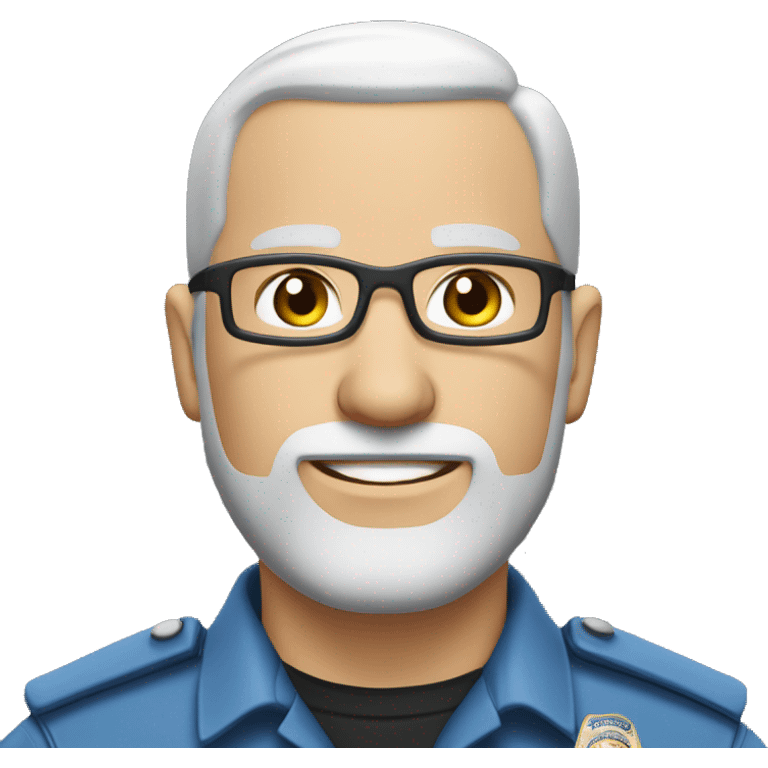 Bald Caucasian man with light gray beard in police uniform with a glasses and earing in the left ear  emoji