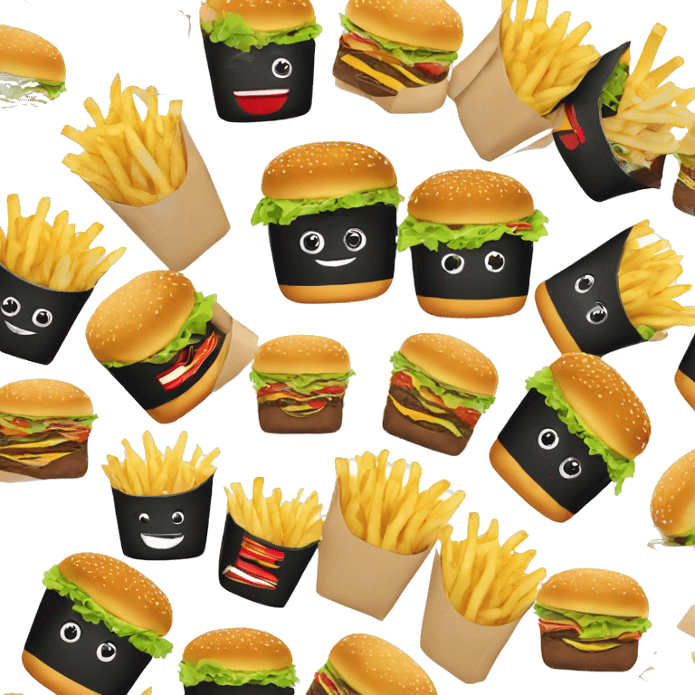 Burger and fries in a black basket emoji