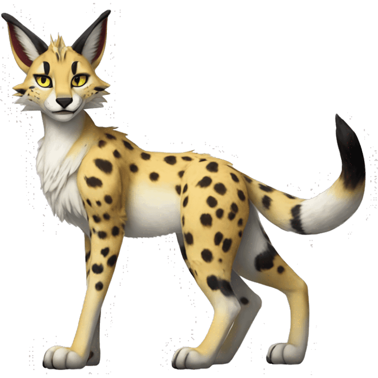 Anthro Epic Beautiful Handsome Pretty Colorful Sergal-Serval-Vernid full body emoji