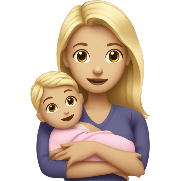 Blonde hair Girl with baby emoji