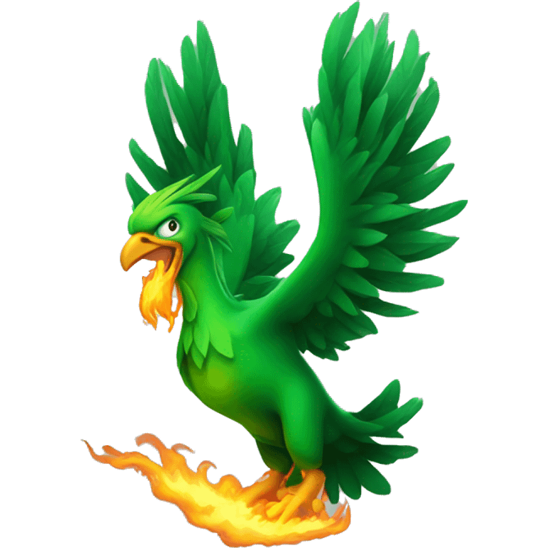 All Green flaming phoenix emoji