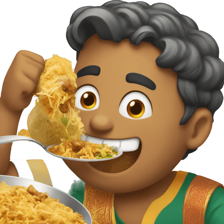 happy emoji eating biryani emoji