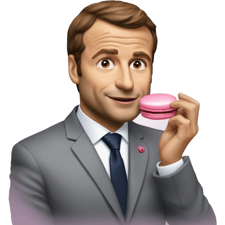 Emanuel macron qui mange un macaron  emoji