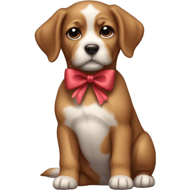 Puppy with a bow on its neck  emoji