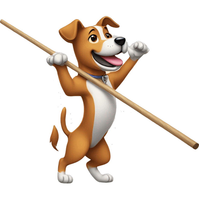 A dog dancing with a pole emoji