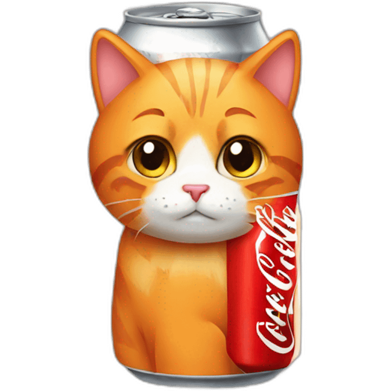 sad orange cat drinking coke can emoji