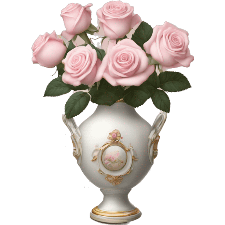 Pale Pink roses in swan roccoco vase emoji