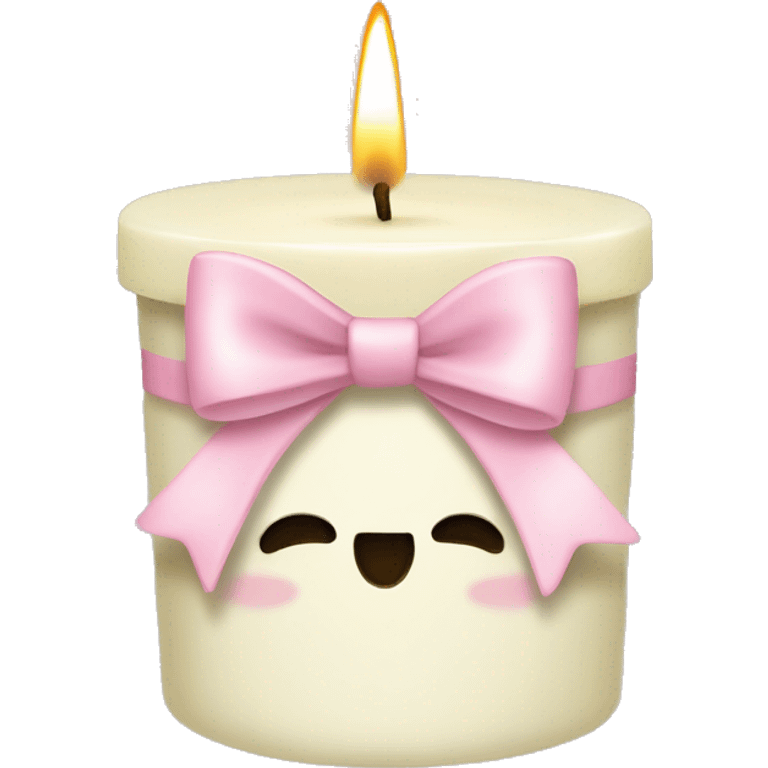 vanilla scented candle with light pink bow emoji