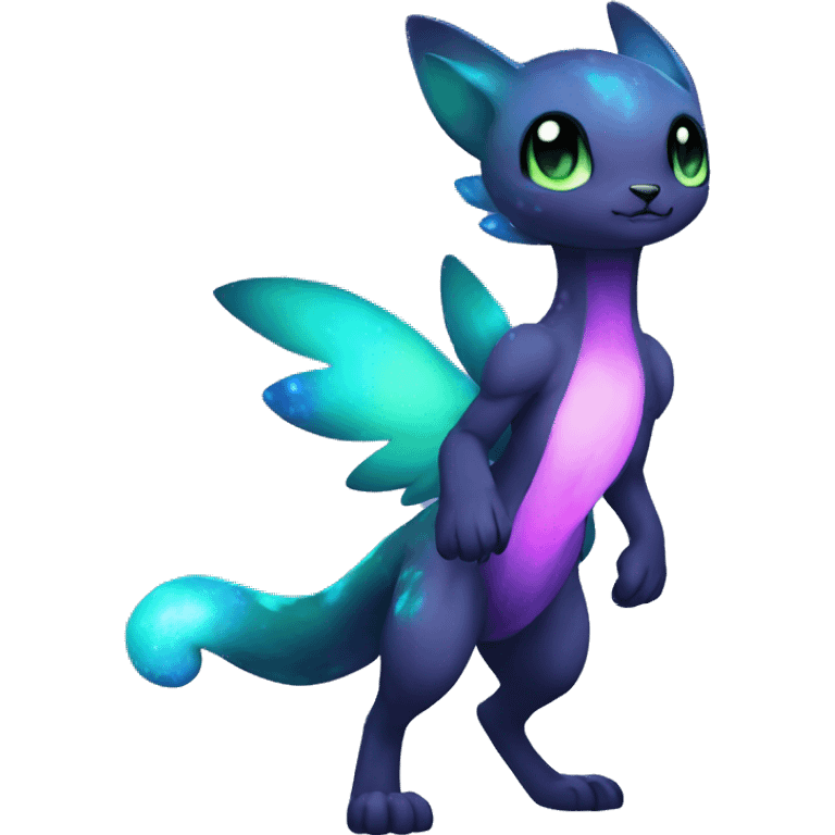 Cute cool black nebula green blue purple pink animal hybrid Fakemon full body emoji