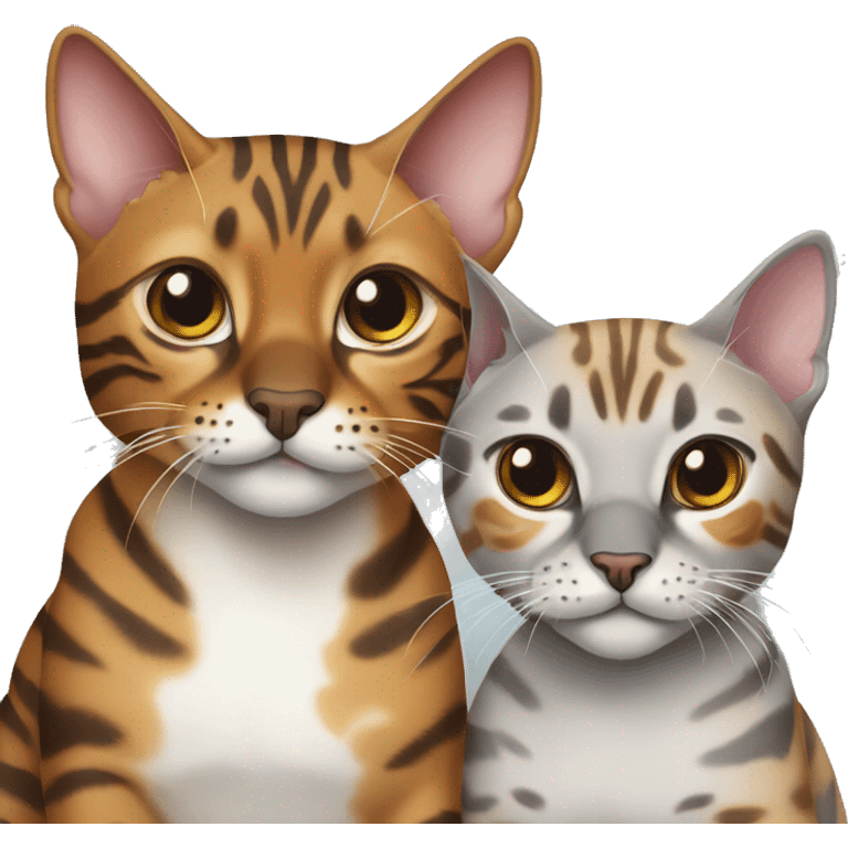 Two bengal cats one brown and the other grey  emoji