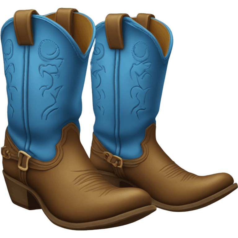 Realistic blue pair of cowgirl boots. emoji