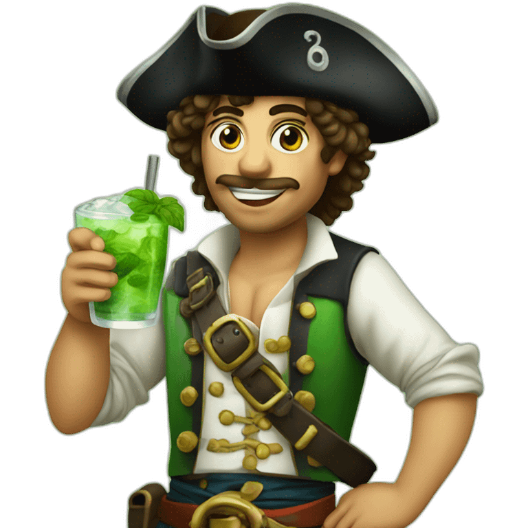 young italian pirate drinking mojito emoji