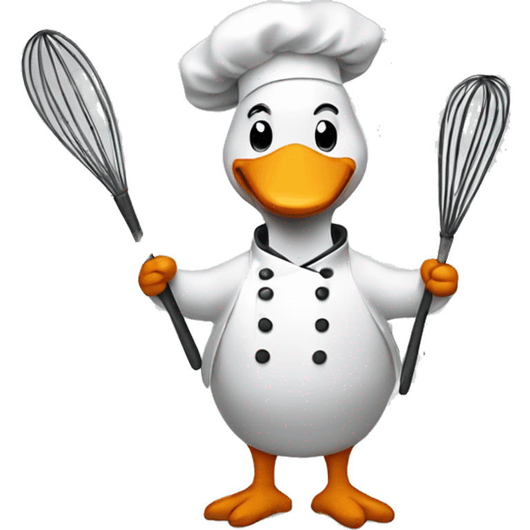 A goose dressed like a chef with a whisk in his hand emoji