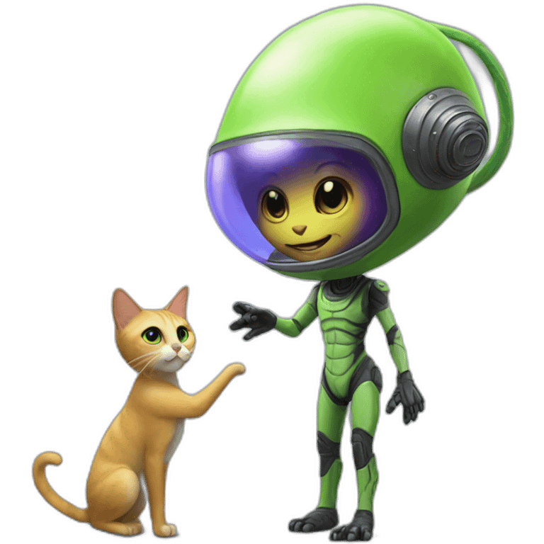 Alien from the movie alien petting a cat emoji