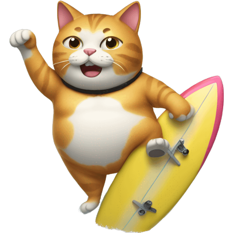 fat cat riding a surfboard  emoji