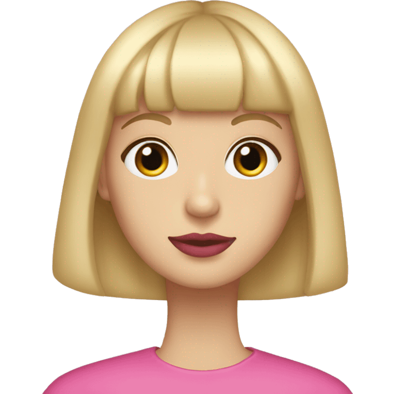 Blonde bangs bob pink lips caucasian emoji