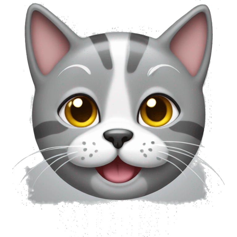 A gray, cute cat face with its tongue out emoji