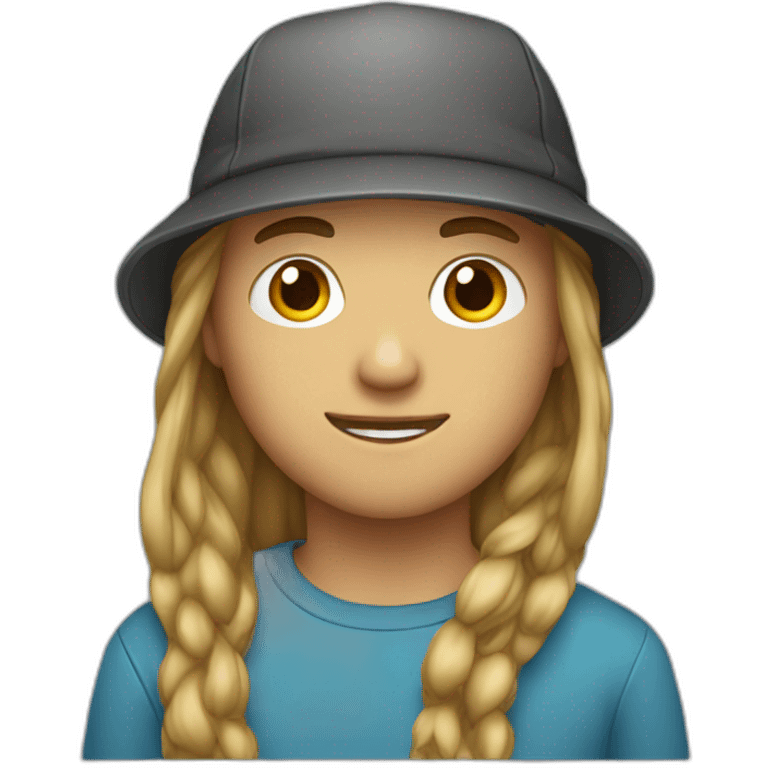 Teenager boy with long hair and a cap emoji