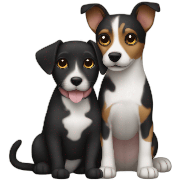 Black tabby cat and brown Jack Russell dog hugging emoji