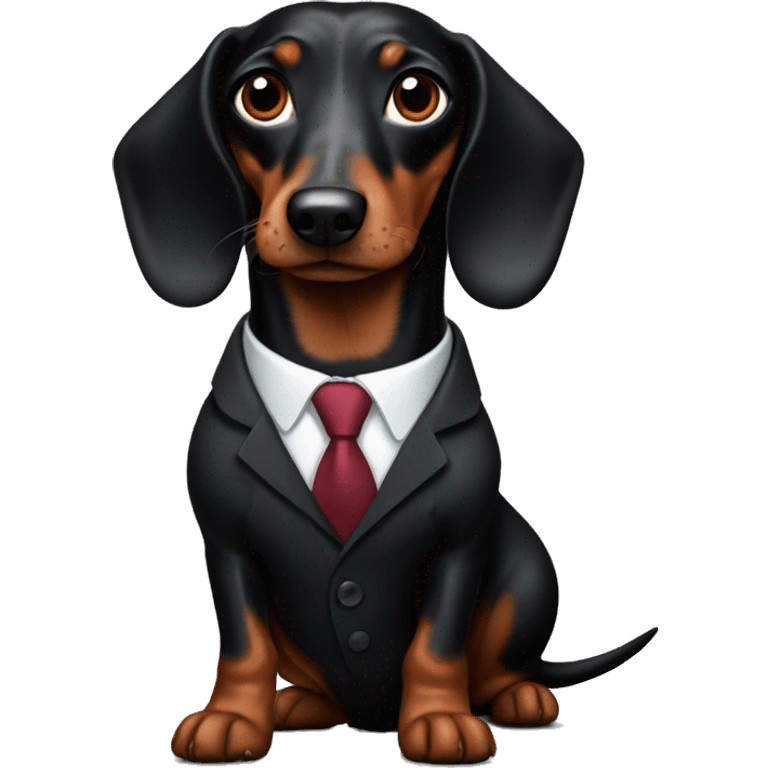 Black weiner dog in suit emoji