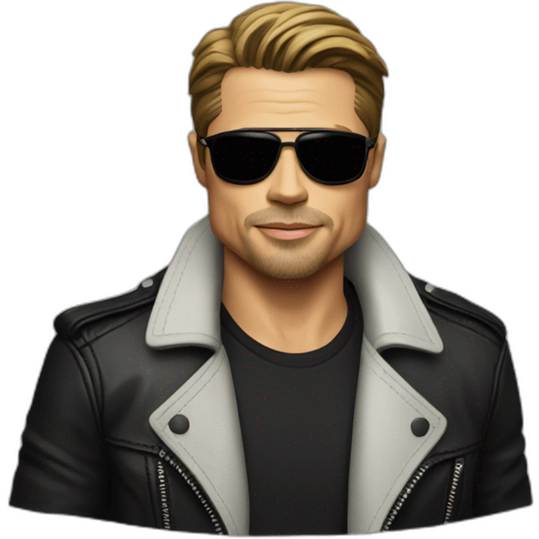 Brad pitt wearing a black leather jacket emoji