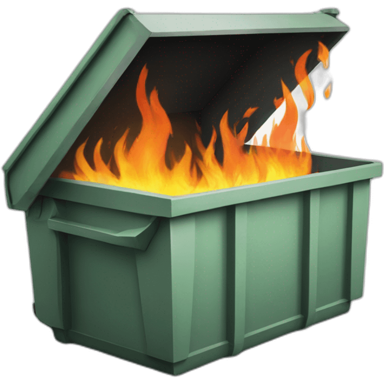 Dumpster fire with x logo on it emoji