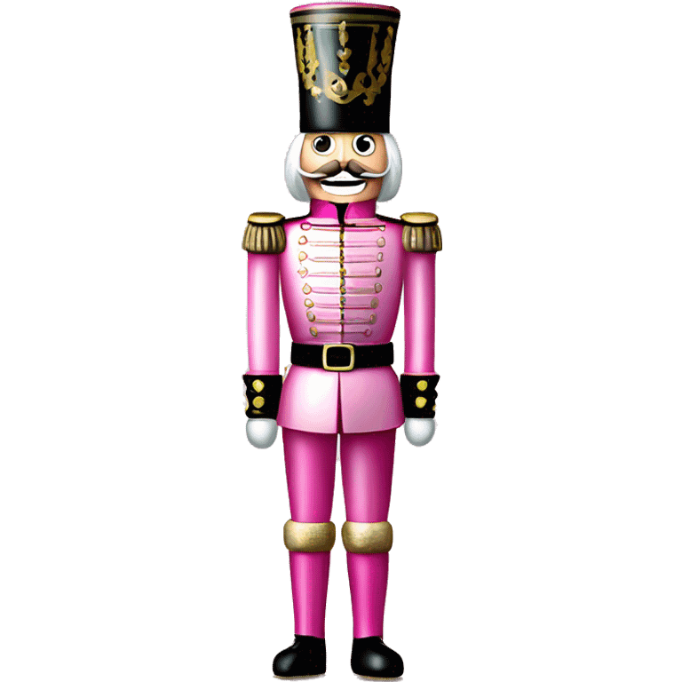 Realistic full body pink metallic and pearlescent christmas nutcracker soldier  emoji