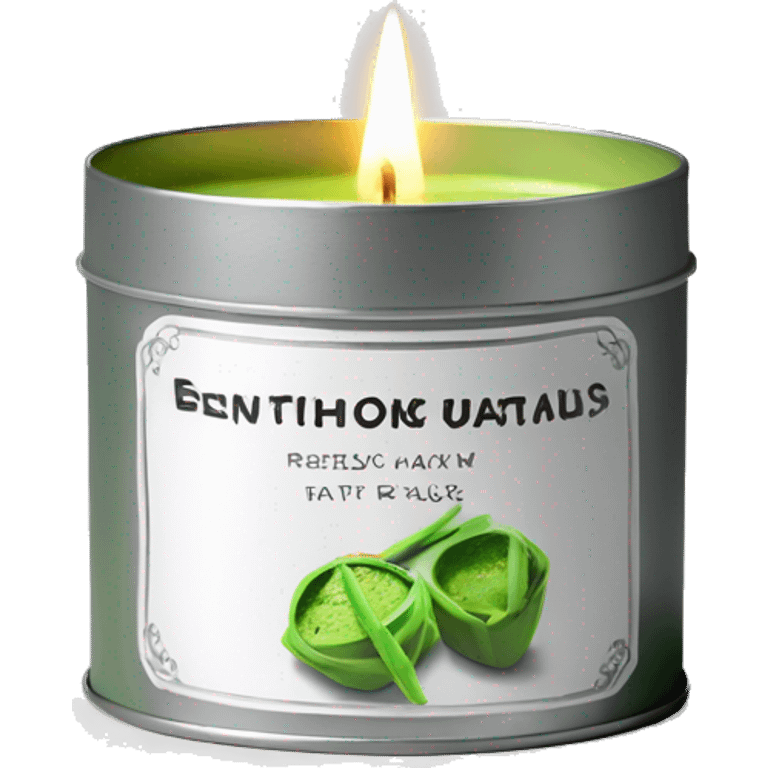 pretty matcha scented candle in silver tin realistic emoji