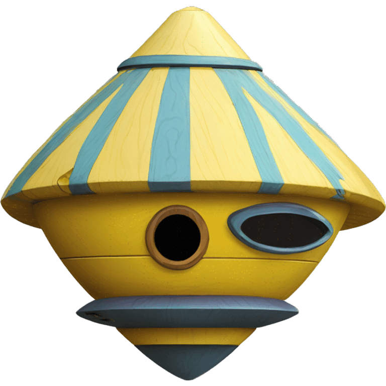 Susan’s Painted wooden flattened UFO alien spaceship shaped birdhouse emoji