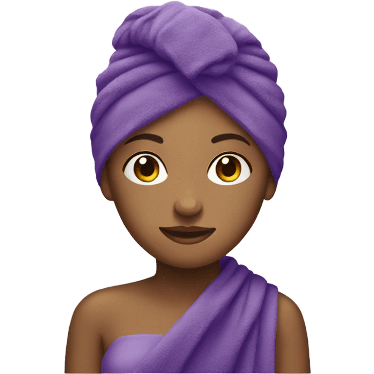 girl with a purple towel on her head emoji