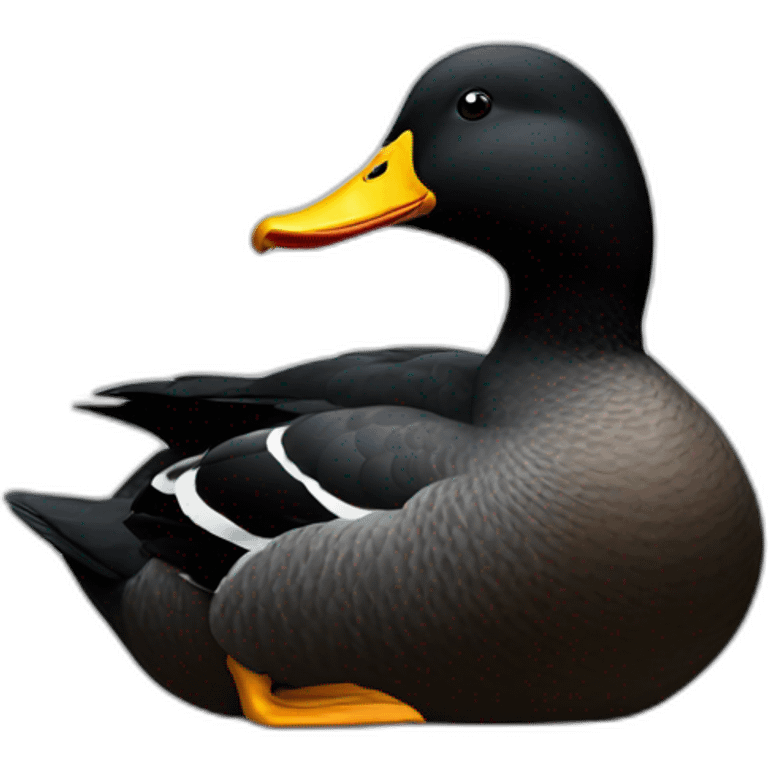 A black duck looking to the right emoji