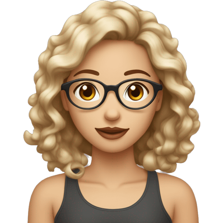 Moi une fille avec les yeux brun la peau blanche des cheveux marons bouclés e avec des lunettes les cheveux très longs châtain et ondulé emoji