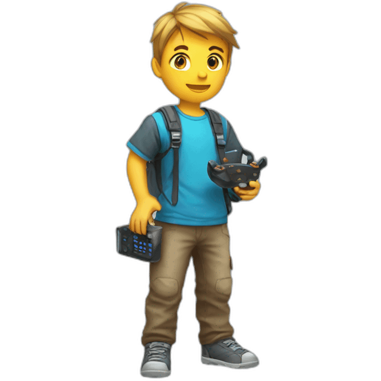 Gamer kid with console in hand emoji