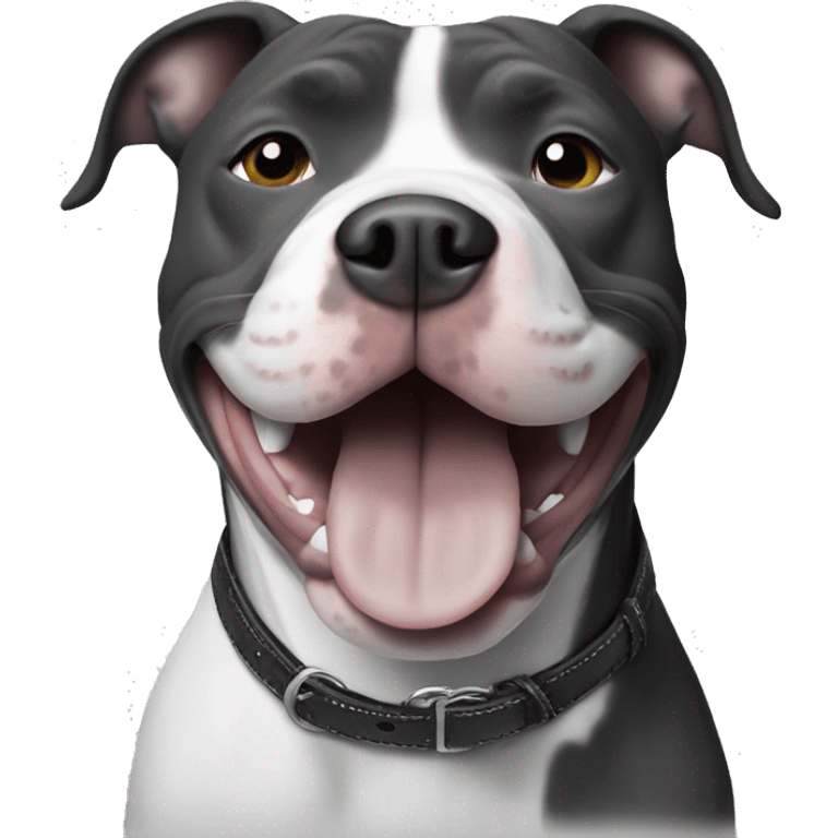 happy pitbull black and white emoji