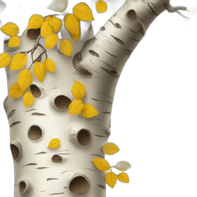 birch tree with yellow leaves emoji