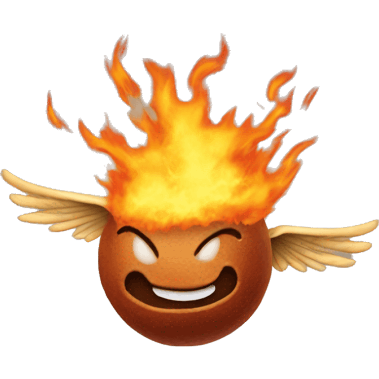 flying flaming meatball emoji